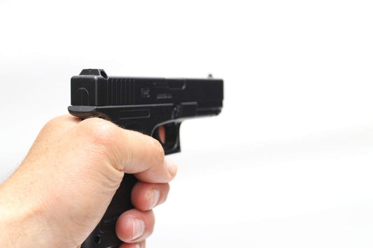 AirSoft Glok pisztoly, műanyag golyókkal, 310g, 18+ év, fekete, 1000 golyóval