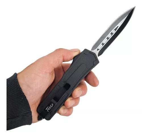 Automatic OTF Knife, Sheath Included, Metal Case, Very Durable, Skull Model