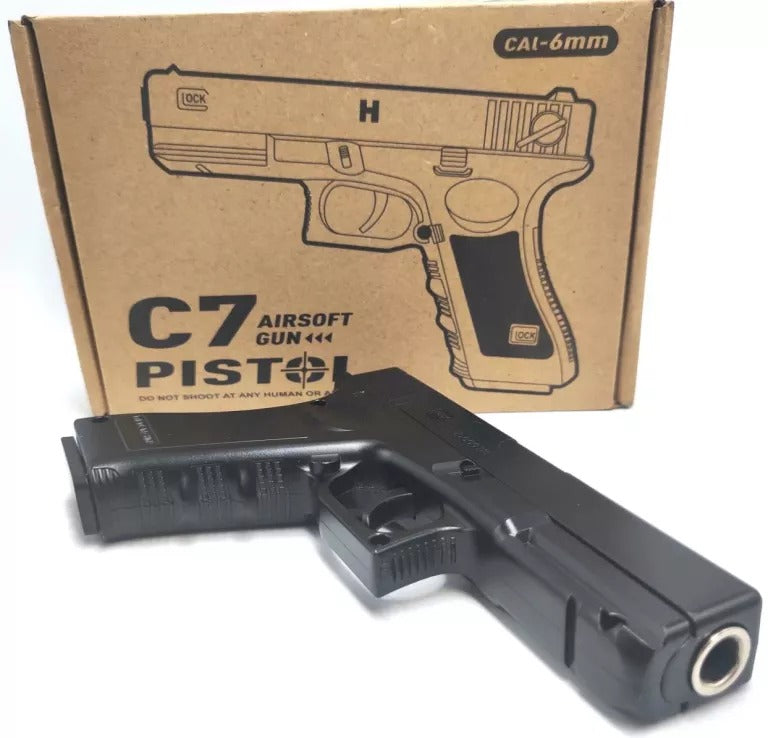 PistoI AirSoft Glok, cu bile plastic, 310g, 18+ ani, Negru, 1000 bile incluse