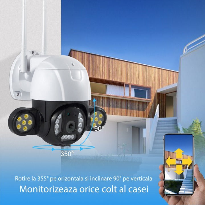 Video Surveillance Camera, 24 LEDs, 4MP, 2560 X 1440, Motion Sensor, PTZ, WIFI, Micro SD, Outdoor/Indoor