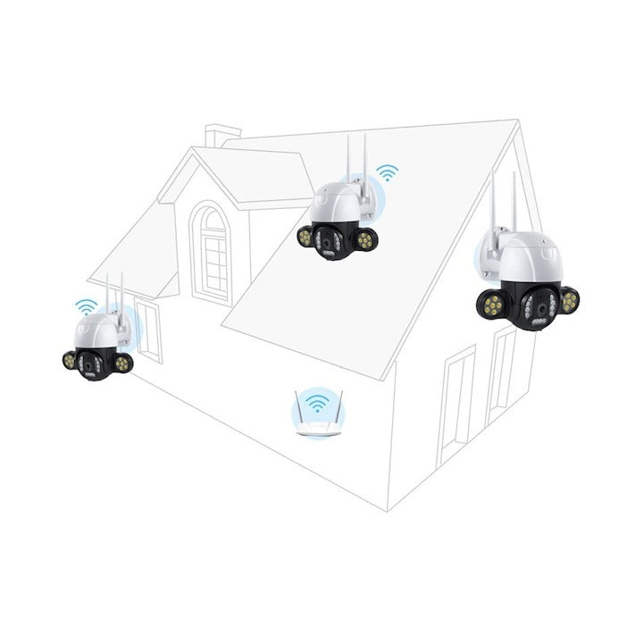 Video Surveillance Camera, 24 LEDs, 4MP, 2560 X 1440, Motion Sensor, PTZ, WIFI, Micro SD, Outdoor/Indoor