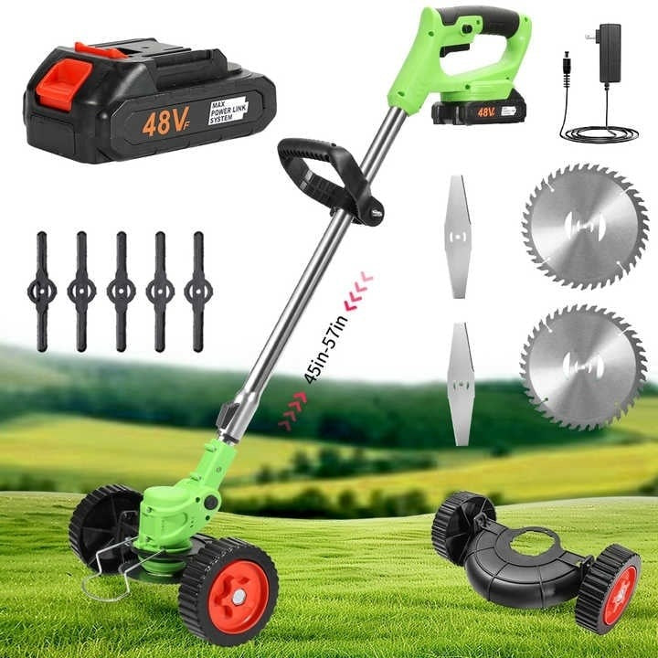 Motocoasa Electrică 1500W cu 2 Baterii 48V - Roți Detașabile