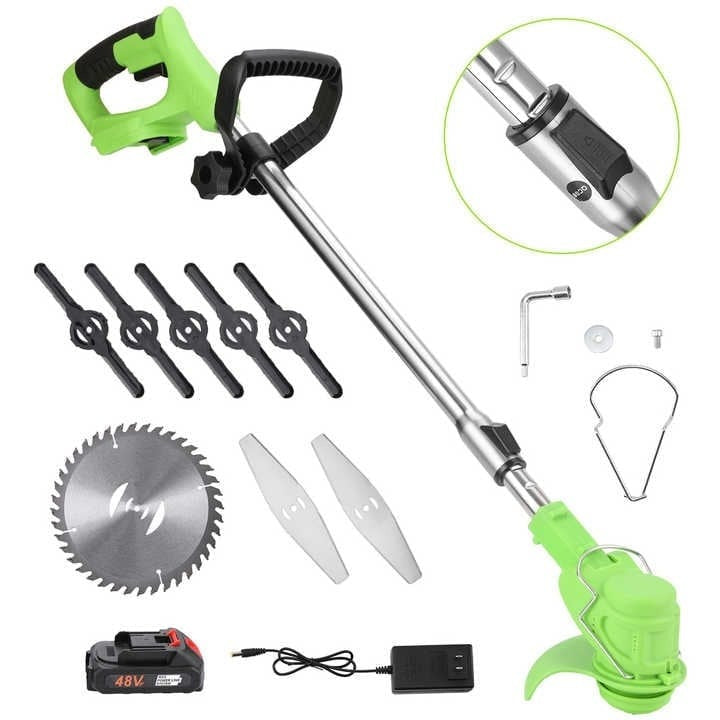 Motocoasa Electrică 1500W cu 2 Baterii 48V - Roți Detașabile