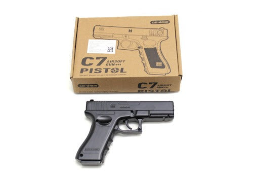 PistoI AirSoft Glok, cu bile plastic, 310g, 18+ ani, Negru, 1000 bile incluse