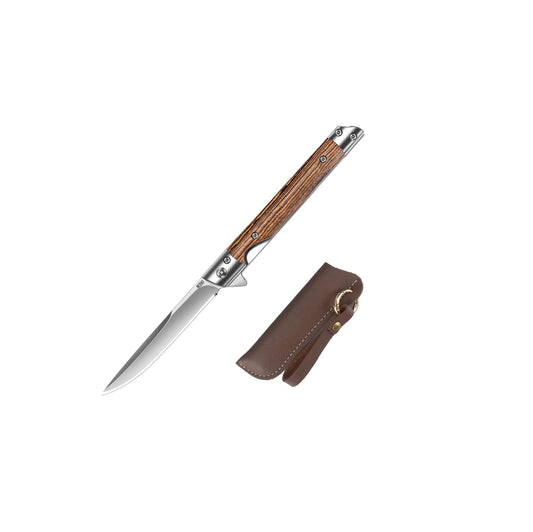 21 cm-es zsebkés, ökológiai bőr tok, kézi nyitás