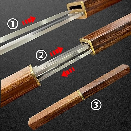 The perfect gift! 2-piece Japanese knife, wooden handle - D2 steel Tanto knife + Drop Point knife with wooden sheath.