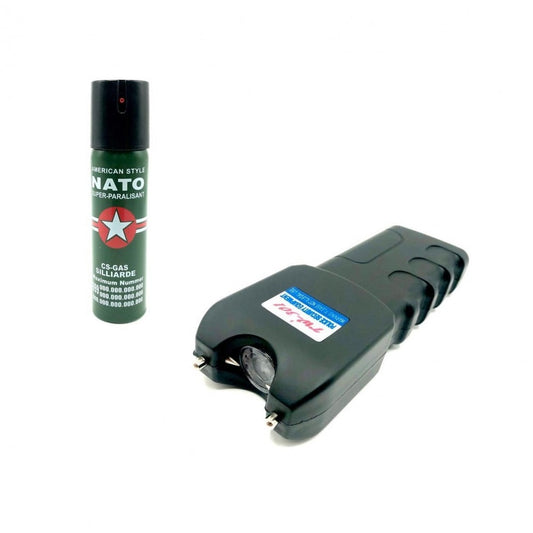 Kit Autoapărare cu Electrosoc TW301 și Spray Paralizant NATO 60ml