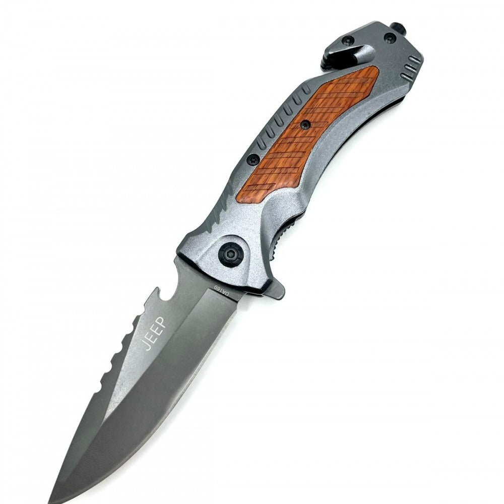 Briceag Jeep, 23 Cm, Prindere La Curea, Desfacator Sticla, Cutter De Taiat Centura