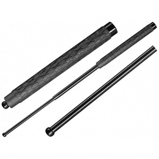 Baston Telescopic Profesional Negru , Maner Cauciuc, Husa, 64cm