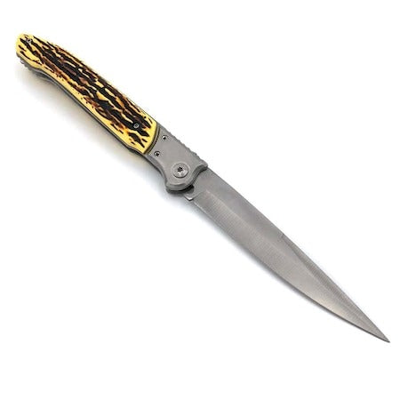 Briceag Automat, Maner Imitatie Corn de Cerb, 30 Cm, Husa Cu Prindere La Curea