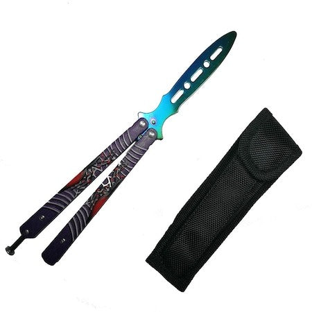 Butterfly Knife for Balisong Training Cs.Go, 23 Cm and Pouch with Belt Clip