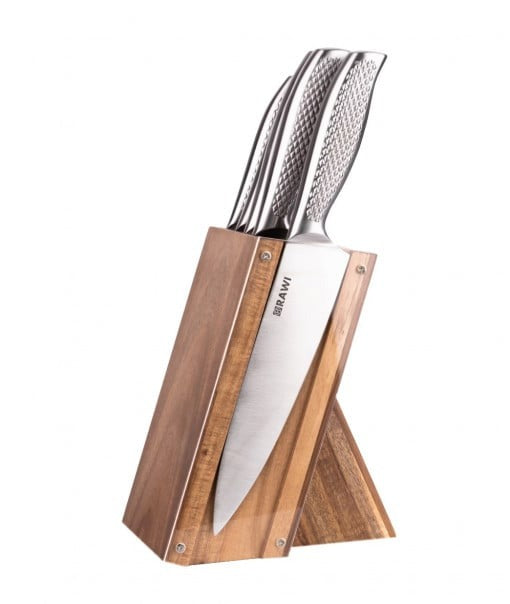 Set cutie cu suport din lem (5 cutite)