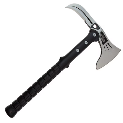 Topor Camping Tactical Adventure, otel inoxidabil, argintiu, 38 cm, teaca inclusa