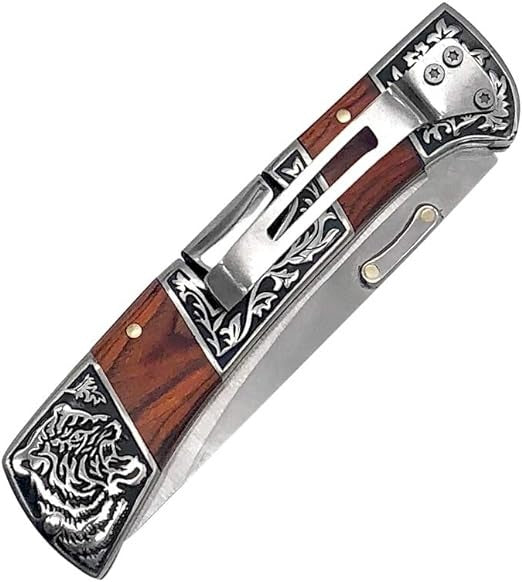 Knife with clip and engraving, 22 cm