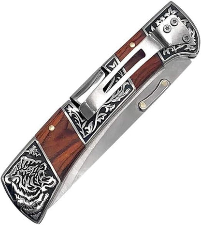 Knife with clip and engraving, 22 cm