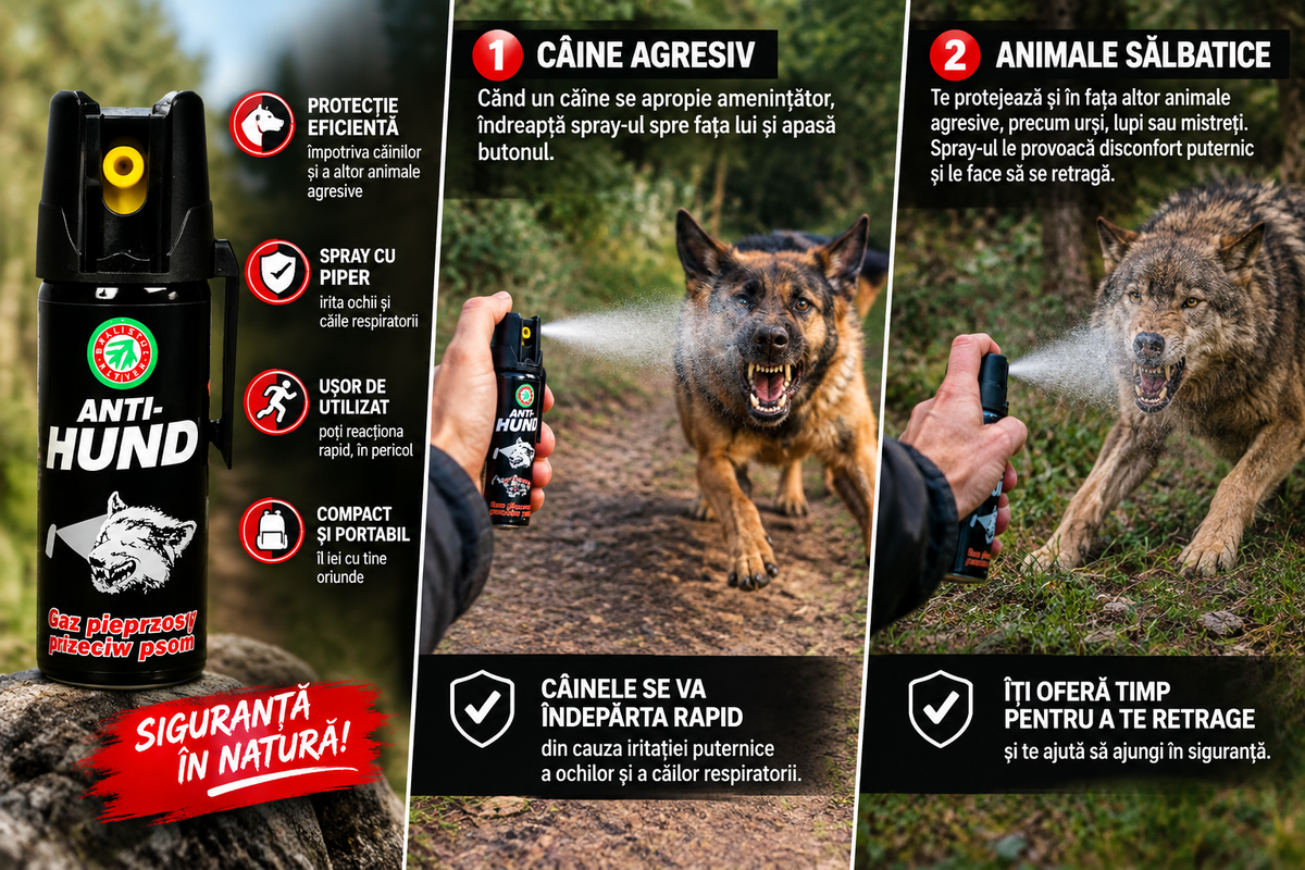 Spray autoaparare, Ballistol, impotriva cainilor agresivi, 50 ml distanta pulverizare 1-2 m