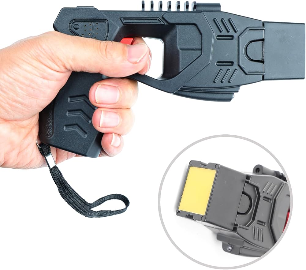 Pistol Taser cu 3 rezerve Lanterna led , alarma si laser  – Încărcare USB, toc pentru pistol și toc pentru rezerve