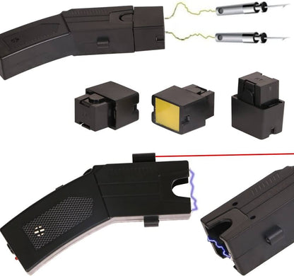 Pistol Taser cu Electrosoc , Lanterna led , Alarma si laser  , 6 rezerve plus toc pentru pistol
