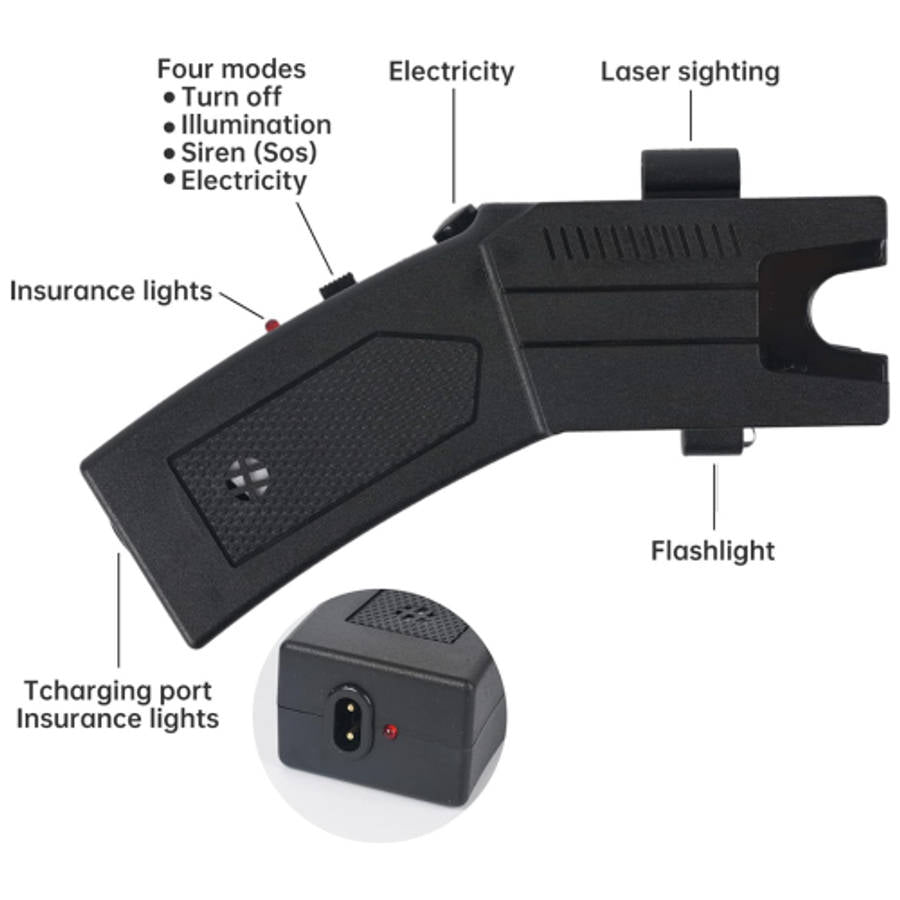 Pistol Taser cu Electrosoc , Lanterna led , Alarma si laser  , 6 rezerve plus toc pentru pistol
