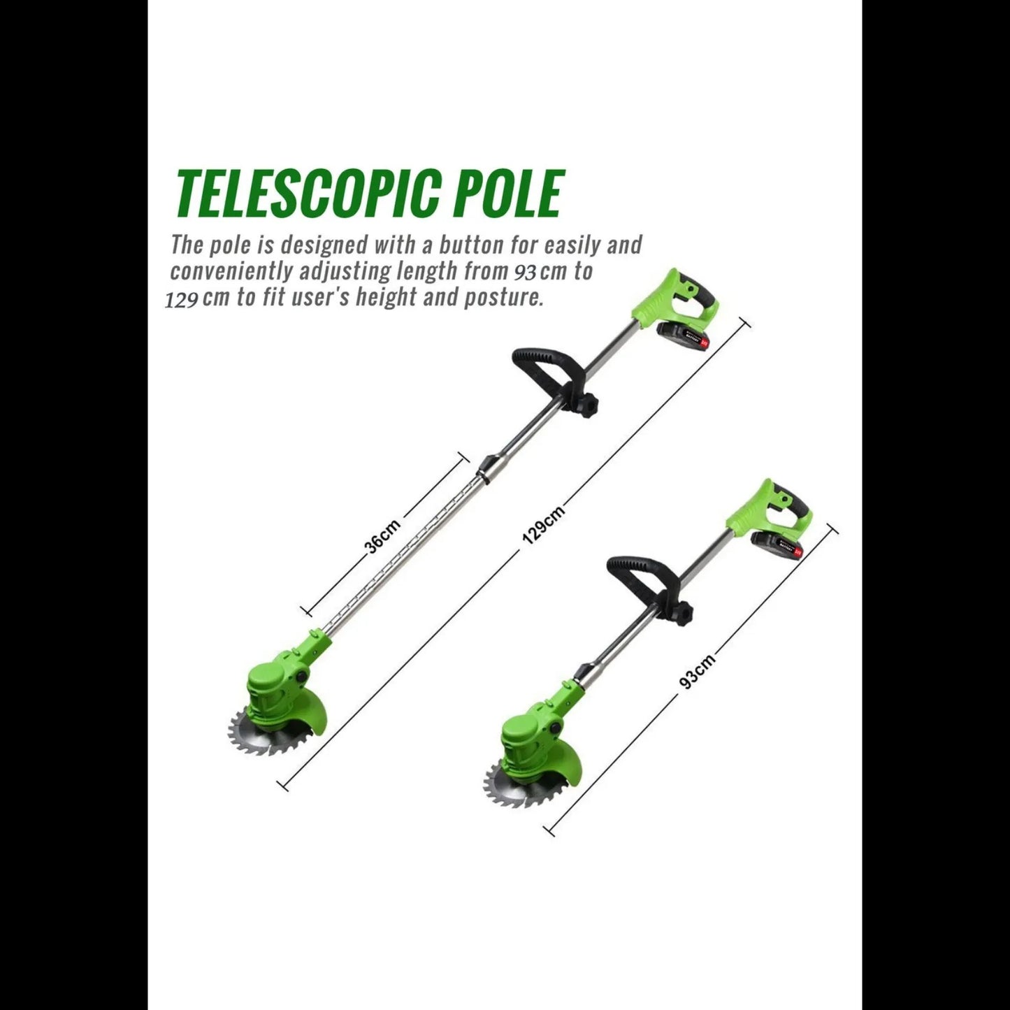 Trimmer Electric Portabil 800W cu 2 Baterii 24V