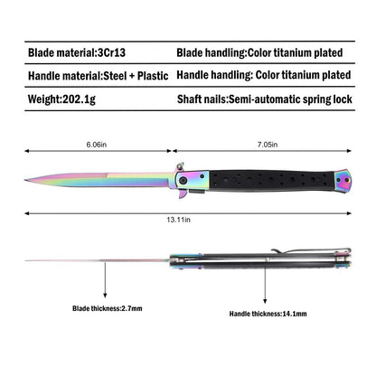 Briceag tip Stileto multi color cu deschidere si inchidere manual 33 cm