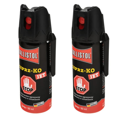 Set 2 spray-uri piper Balliston pentru autoaparare KO jet 50 ml raza 4-5m