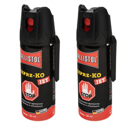 Set 2 spray-uri piper Balliston pentru autoaparare KO jet 50 ml raza 4-5m