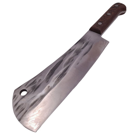 Нож за готвач, ръчна изработка, 34 см, неръждаема стомана, 620 г, кафяв