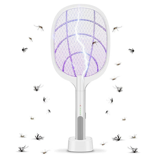 2в1 електрически репелент против комари и насекоми с включена светлина, стойка за бюро, ръчна или автоматична употреба, 2000 mah 3500 v батерия